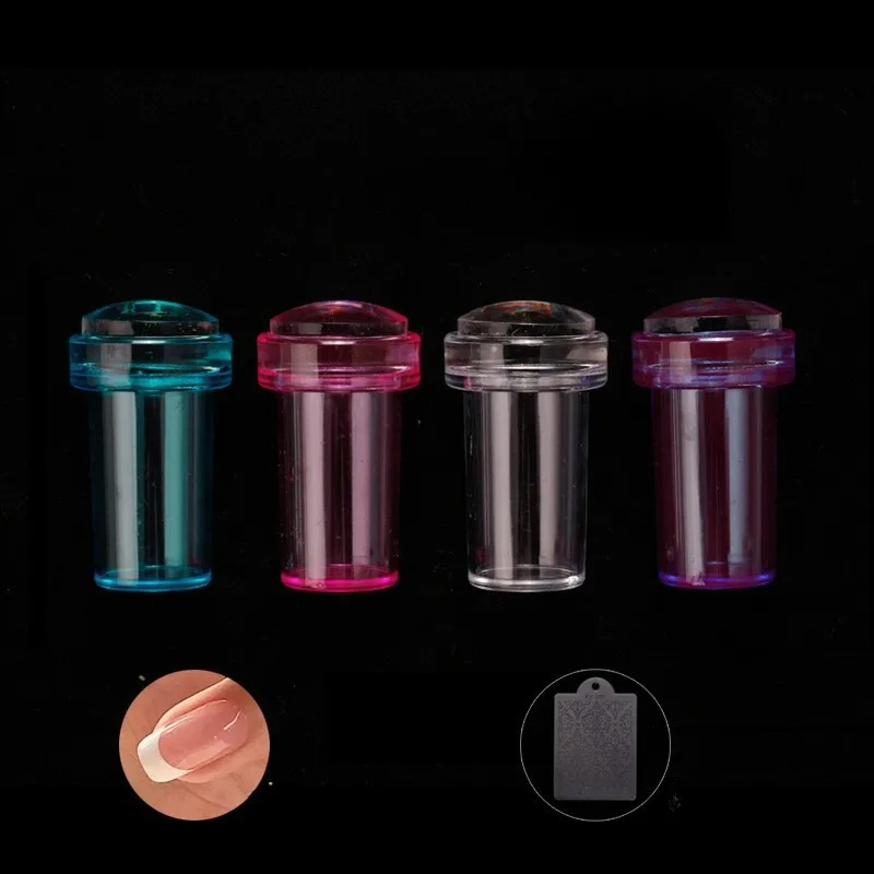 Tırnak Temizle Silikon Mühür UV Jel Transfer Şablonu Şeffaf Pullar Tırnak Manikür Kazıyıcı ile Fransız Baskı Transferi