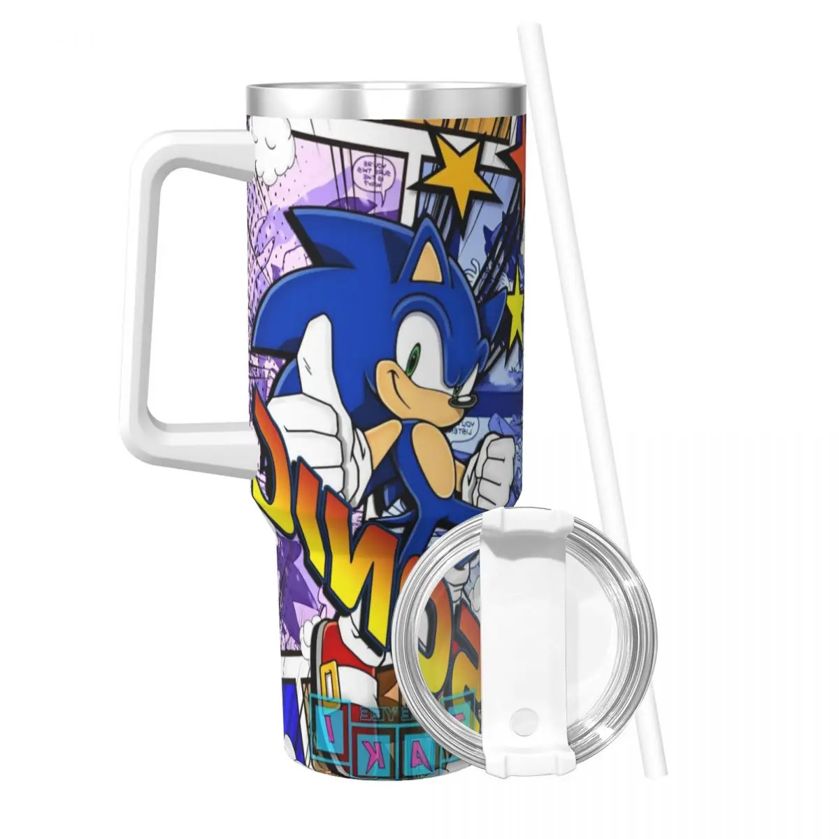 S-Sonic The Hedgehog Stainless Steel Tumbler Travelist Mugs Cup 40oz Coffee Mug Heat Preservation Cold Drink Milk Water Bottle