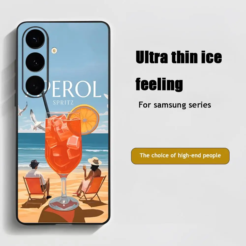 Custodia per telefono moda arancione Aperol Spritz per Samsung Galaxy S25 S24 S23 S22 S21 S20 Plus Ultra Note20 Nero morbido