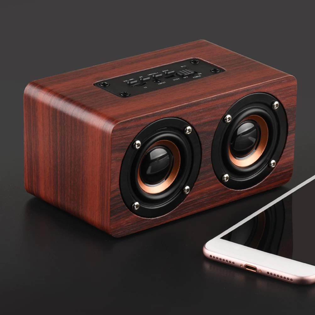 

Retro Wooden Speaker 10W Dual 52Mm Drivers 10Hrs Playtime 1500Mah Card Mp3 Player Aux In Portable Vintage