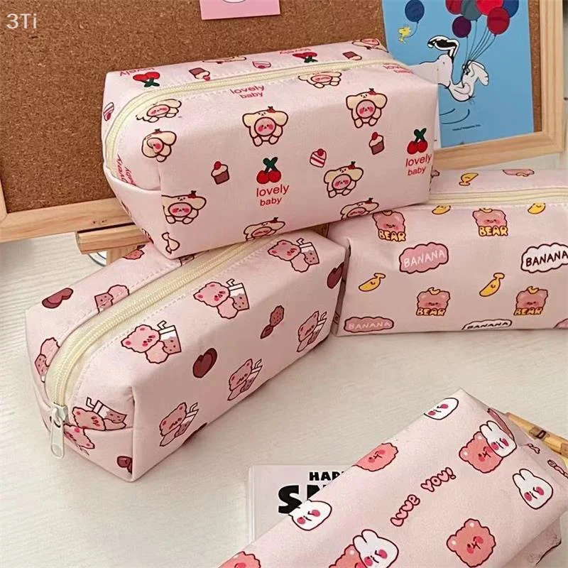لطيف الدب حقيبة مستحضرات تجميل التجميل سعة كبيرة قماش مقلمة أشتات المحمولة حقيبة التخزين محفظة نسائية للعملات المعدنية موضة القرطاسية هدية