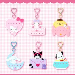 Japan Sanrio Diy Series Keychain Mymelody Kuromi Tuxedosam Pochacco Hangyodon Bag Kawaii Anime Ornamental Toys Pendant Girl Gift