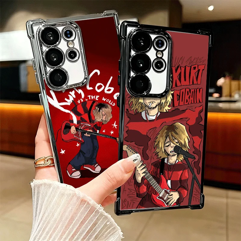 Retro Singer Kurt Cobain Soft Phone Case For Samsung Galaxy S26 Ultra S25 Edge S24 FE S23 Plus S22 S21 + S20 Plating Anti-Fall F