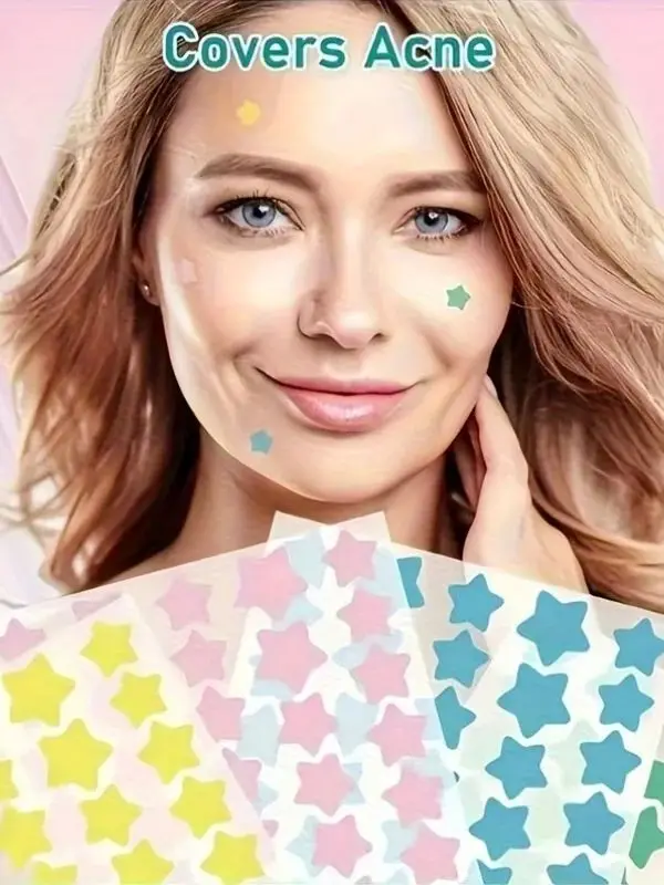 432 قطعة من رقع حب الشباب على شكل قلب على الوجهين على شكل نجمة، رقع حب الشباب اللطيفة وغير المهيجة تغطي عيوب حب الشباب