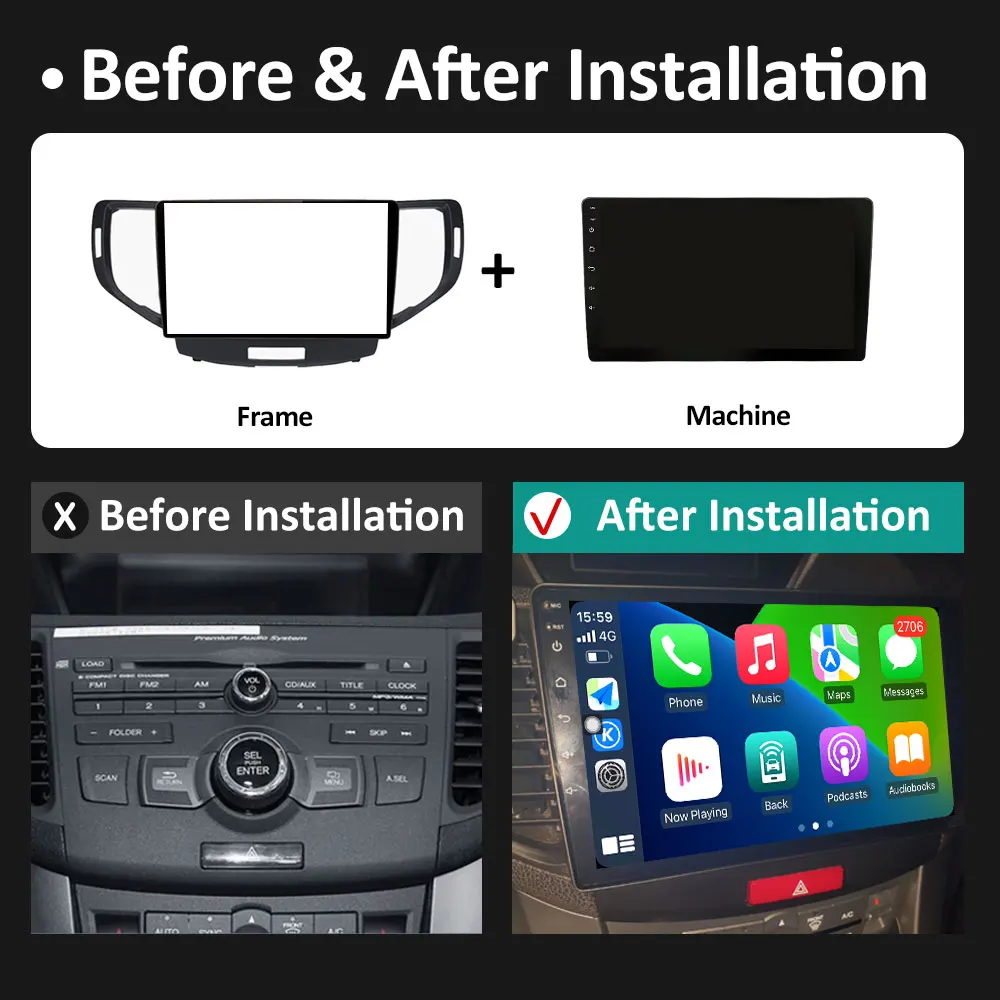 9 дюймовый Carplay для Honda Accord 8 2008 2009 2010 2011 2012 Автомобильная аудиосистема мультимедийный видеоплеер BT головное устройство DSP навигация GPS 4G