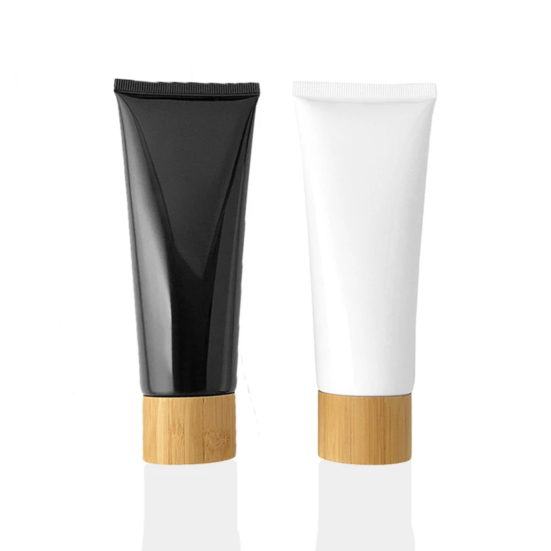 

White Black Recycled Plastic Cosmetics Squeeze Empty Soft Tubes 50ml 100ml for Facial Cleanser Hand Cream Body Lotion Face Masks
