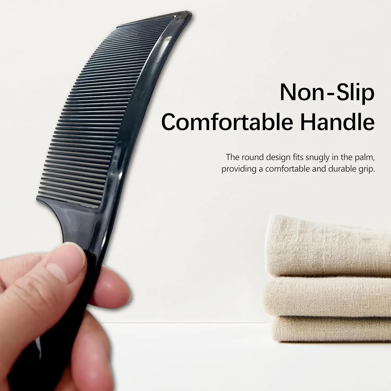 مجموعة مشط حلاقة منحني مكونة من 1/2 قطعة باللون الأسود: مثالية لقص الشعر وتصفيفه الاحترافي، تصميم مريح مسطح
