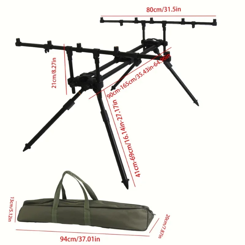 Throwing rod 5-head black battery aluminum alloy telescopic sea rod sea fishing bracket, long-throw rod bracket