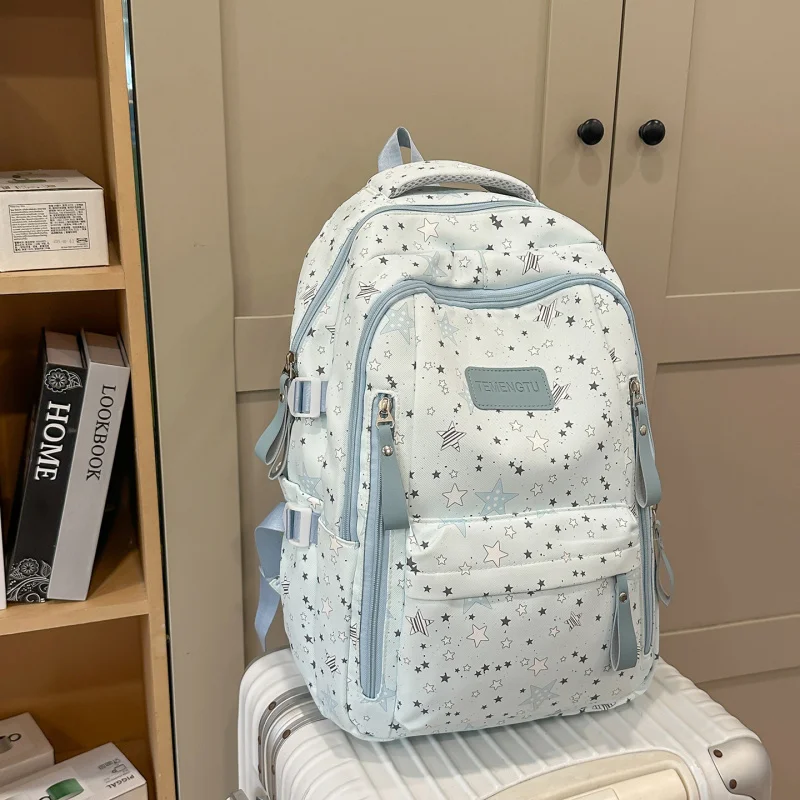 

SchoolbaginsNiche2025Female Junior High School High School Student Large Capacity Star Print Backpack Female College Student Com