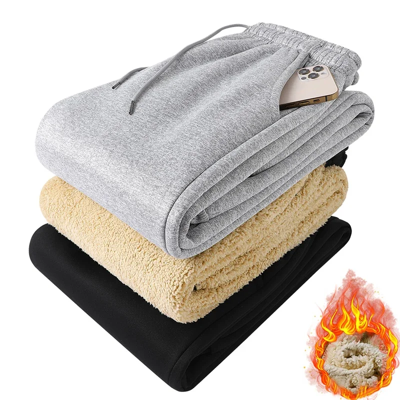 سراويل للرجال في الخريف والشتاء، سميكة مع الصوف للملابس الخارجية، سراويل كاجوال، سراويل رياضية دافئة من صوف الضأن #3