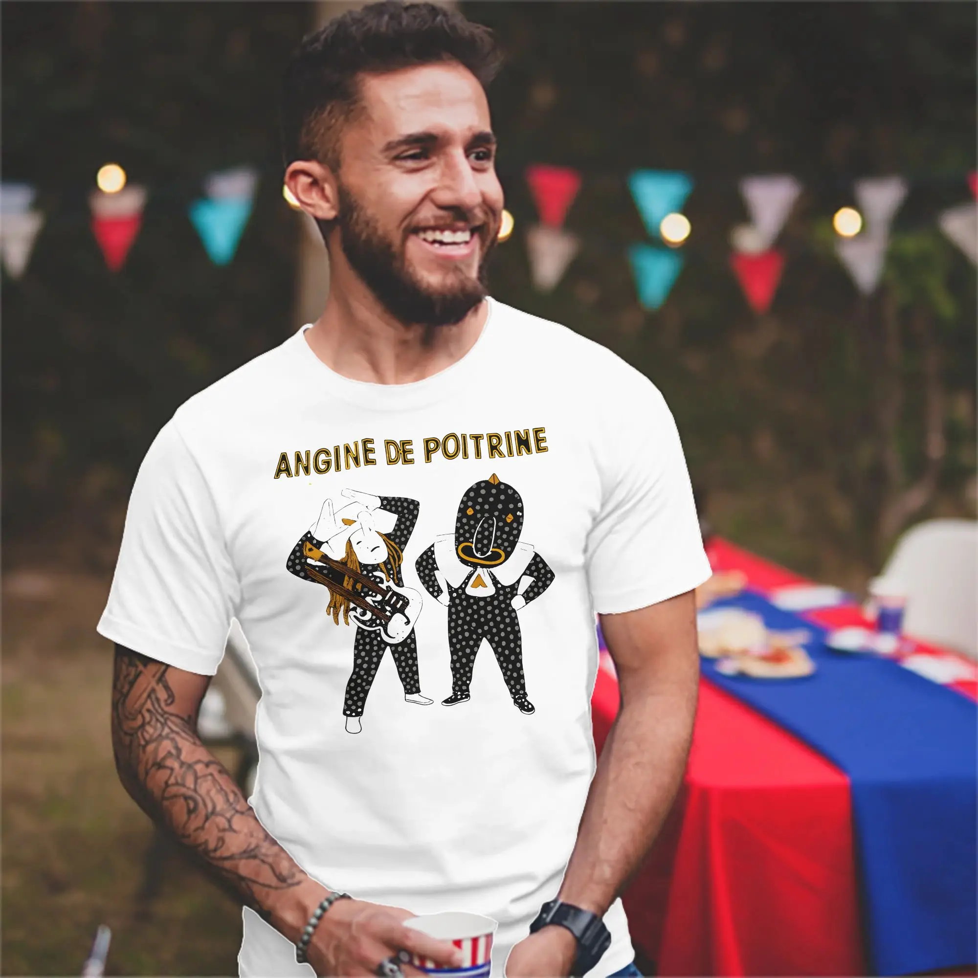 Camisetas Angine de Poitrine Music para homens e mulheres, camiseta hipster 100% algodão, gola redonda, manga curta, roupas plus size