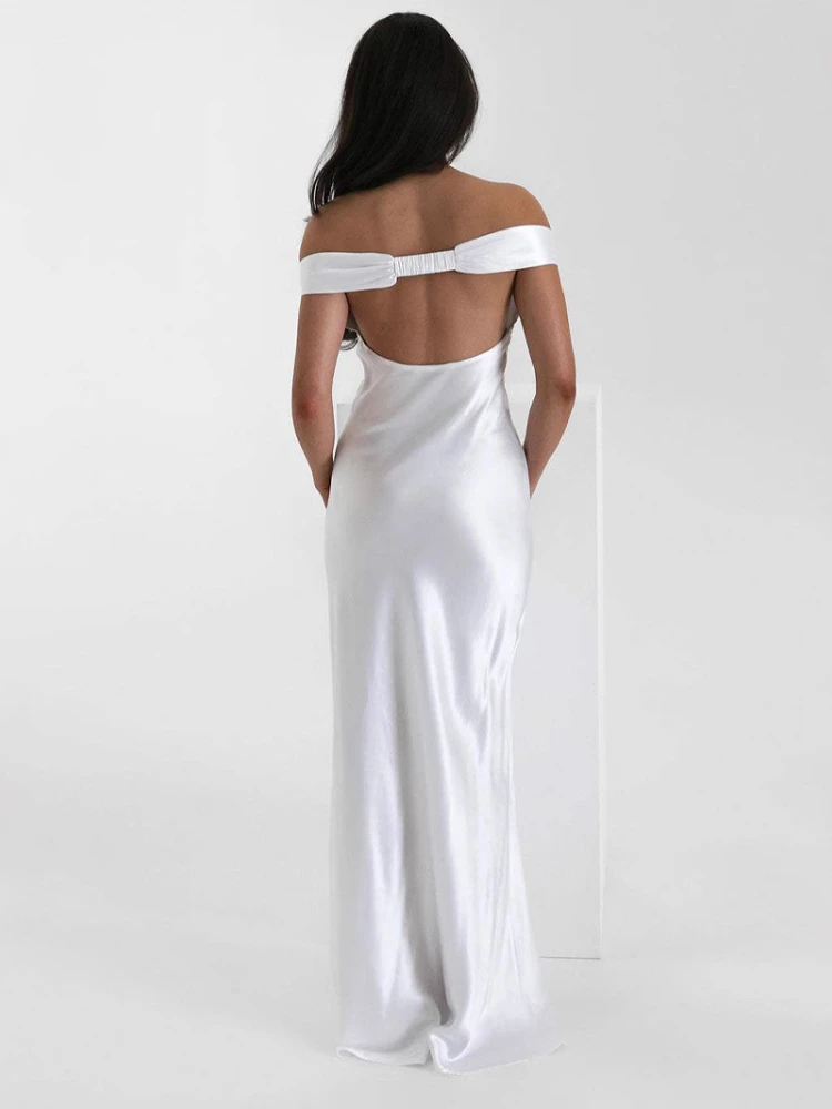 2025 신상 유럽풍 미국 스타일 머메이드 드레스 여성 고급 새틴 오프숄더 우아한 이브닝 가운 프롬 파티 롱 드레스
