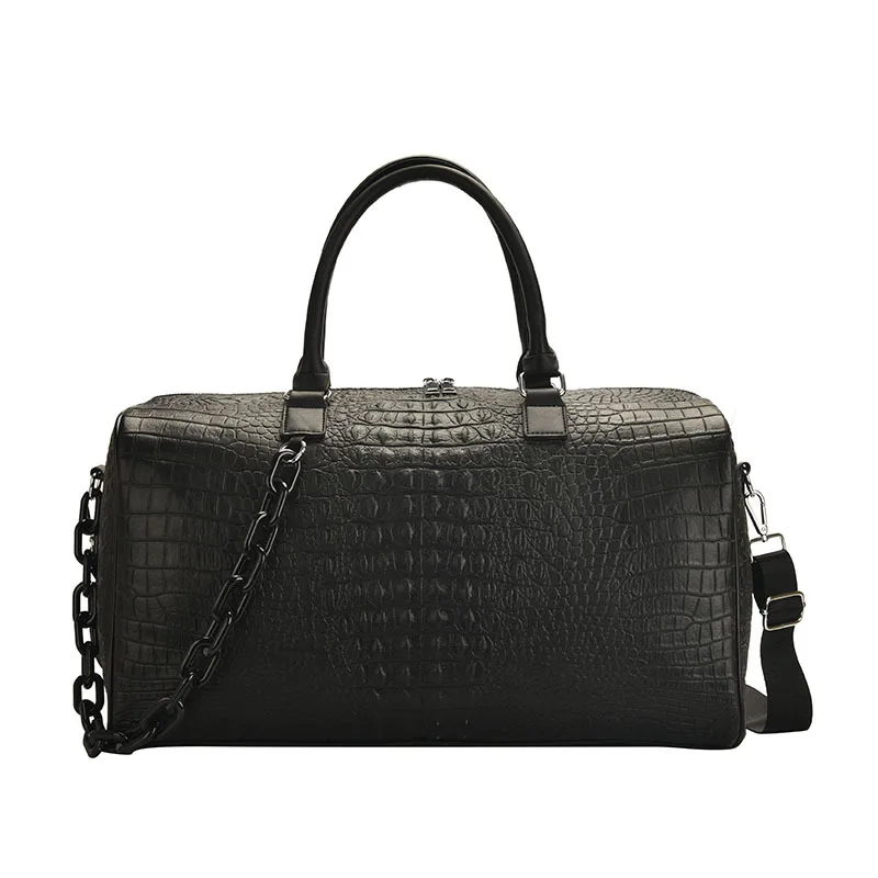 Fashion crocodile Design High Quality PU Gym Fitness Luggage Handbag For Women Large Capacity Male Weekend Travel Duffle