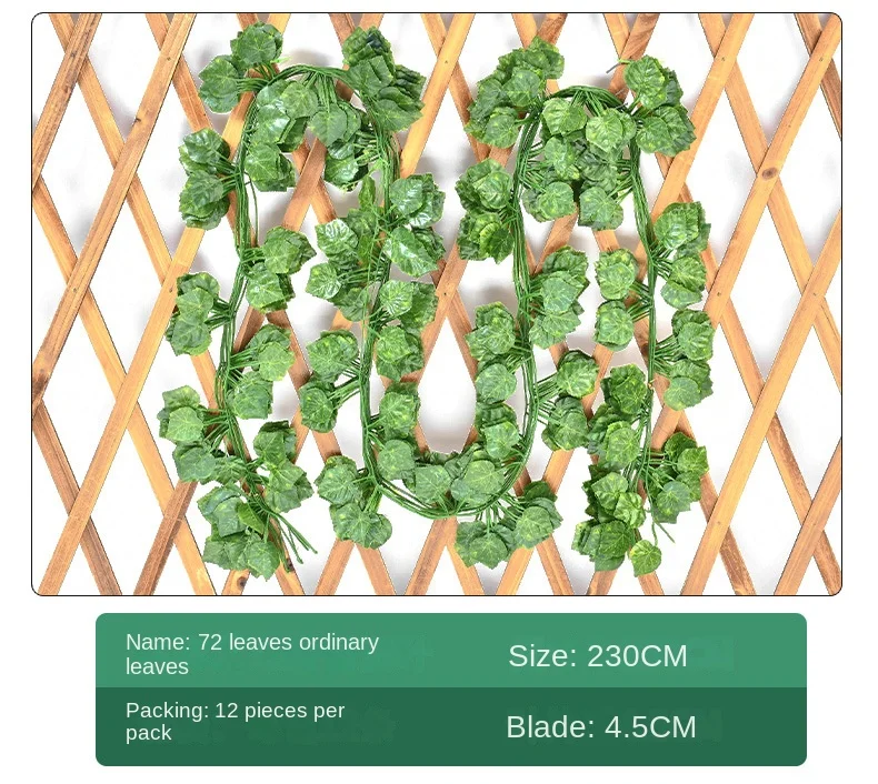 2.1M Artificial Plant Green Ivy Leaf Garland Silk Wall Hanging Vine Home Garden Decoration Wedding Party DIY Fake Wreath Leaves