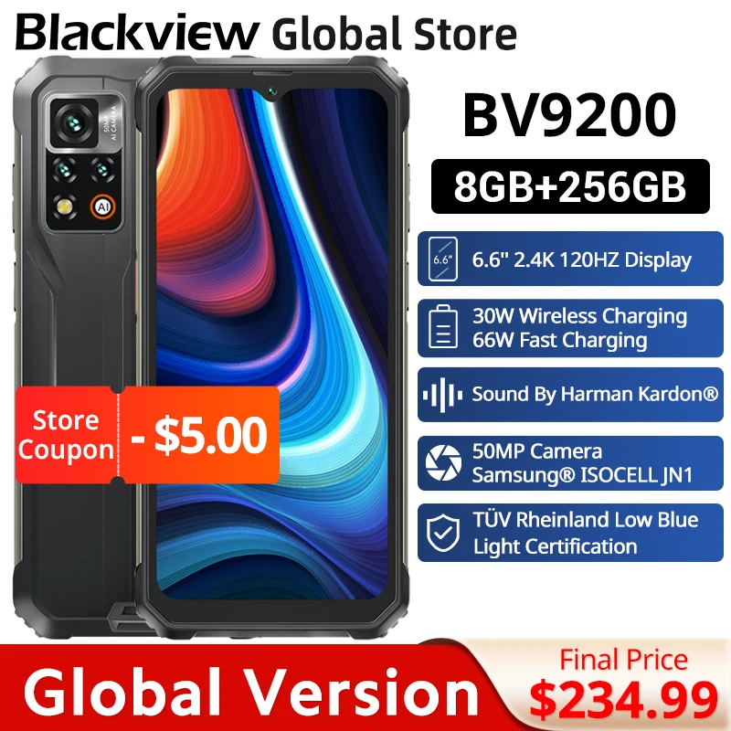 Blackview-smartphone BV9200 MediaTek Helio G96, versión Global, 8GB, 256GB, 66W, carga rápida, 120HZ, Android 12