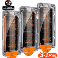 3-1Pcs Dust Free Installation Privacy Screen Protector For IPhone 17 16 14 11 12 13 15 Pro Max 16 Plus XR Air Anti-spy Glass Box