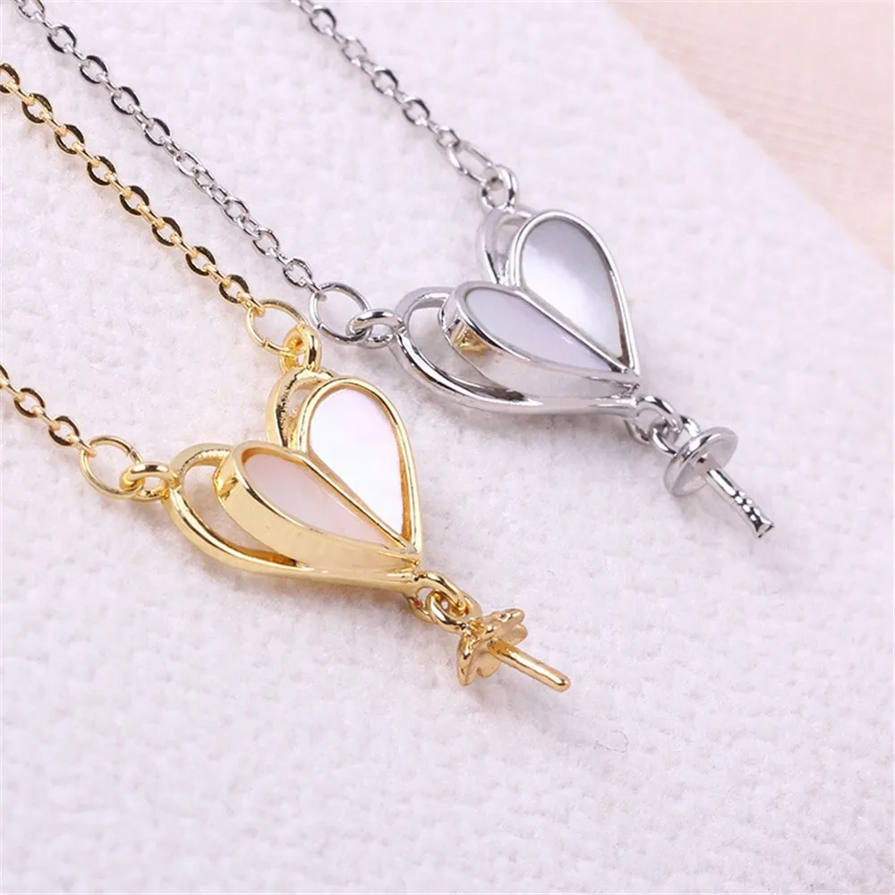 18K Gold Plated Pearl Chain Set, DIY Jewelry Making Supplies, Blank Pendant  Bases for Handmade Accessories, No Pearl