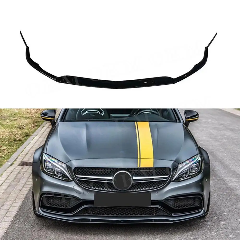 

CKMUUER ABS Carbon Look Front Bumper Lip Chin Spoiler for Mercedes Benz C Class C205 C63 AMG 2014 2015 2016 2017 2018 Body Kit