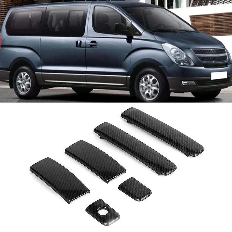 ABS Carbon Fiber Car Door Handle Cover Trim For HYUNDAI GRAND STAREX (H1) 2019 SL Car Styling Accessories Car Handle Cover