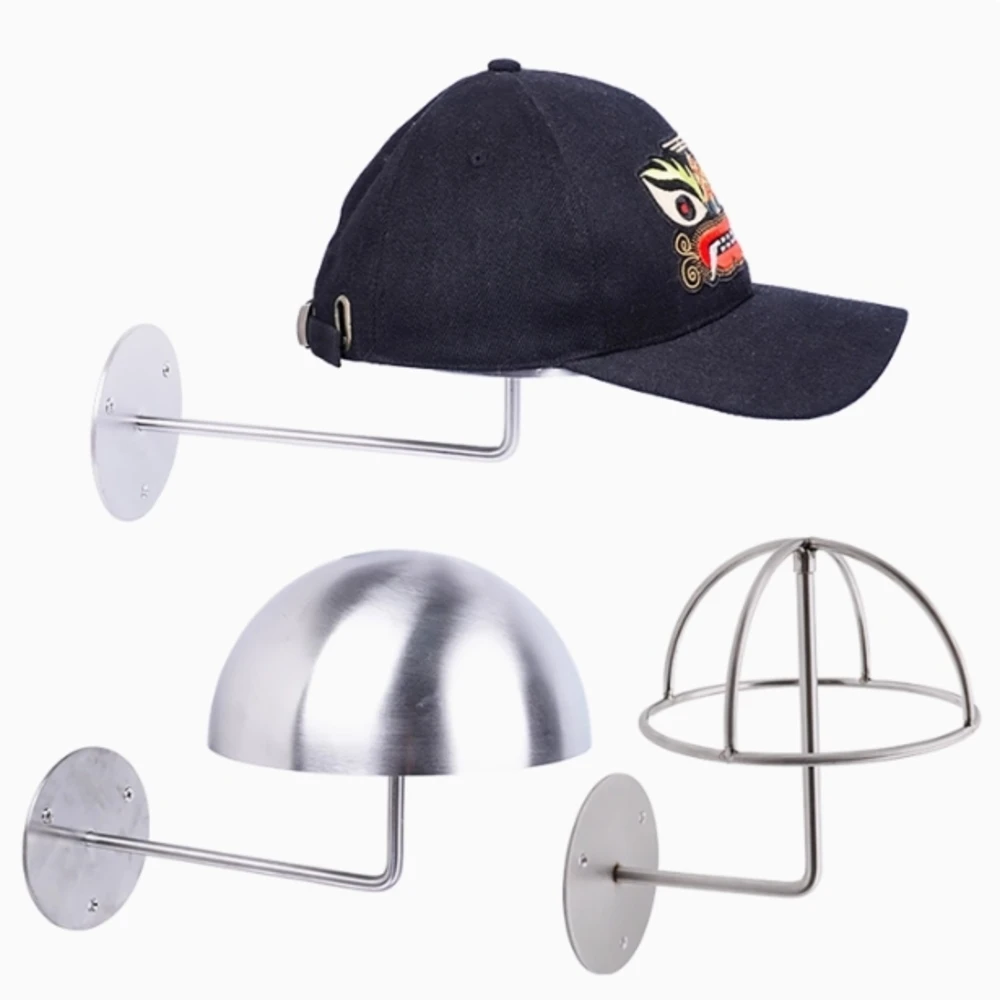1PC Edelstahl Wand-Hut Rack Motorrad Helm Wand Display Rack Kleidung Shop Wand-Montiert Hut Halter – Detail 3