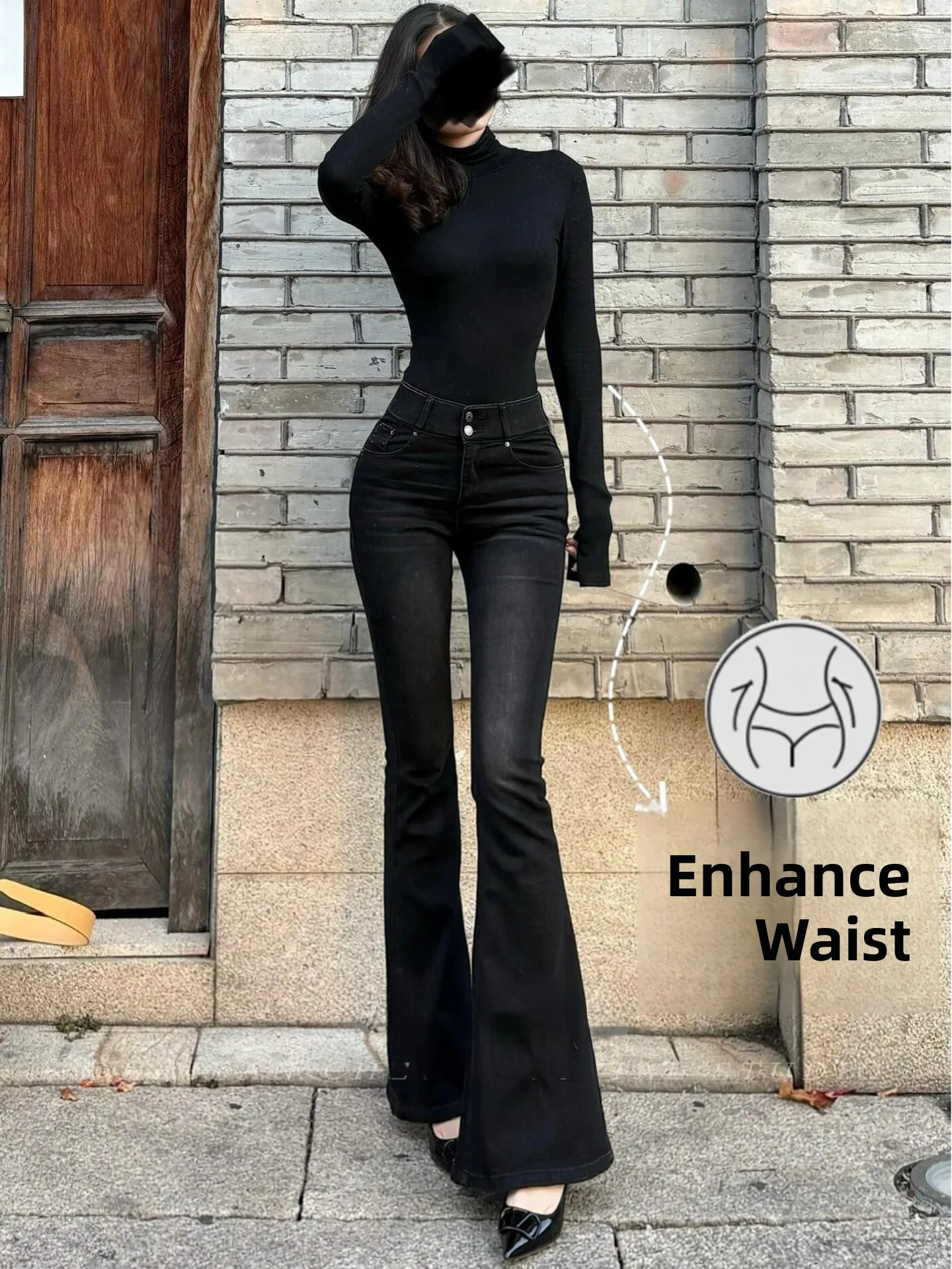 

Retro American Bla Bell Bot Jeans Women's Spring Summer High Waist Tightening Hip Lifting Cotton Stretch Denim Pants