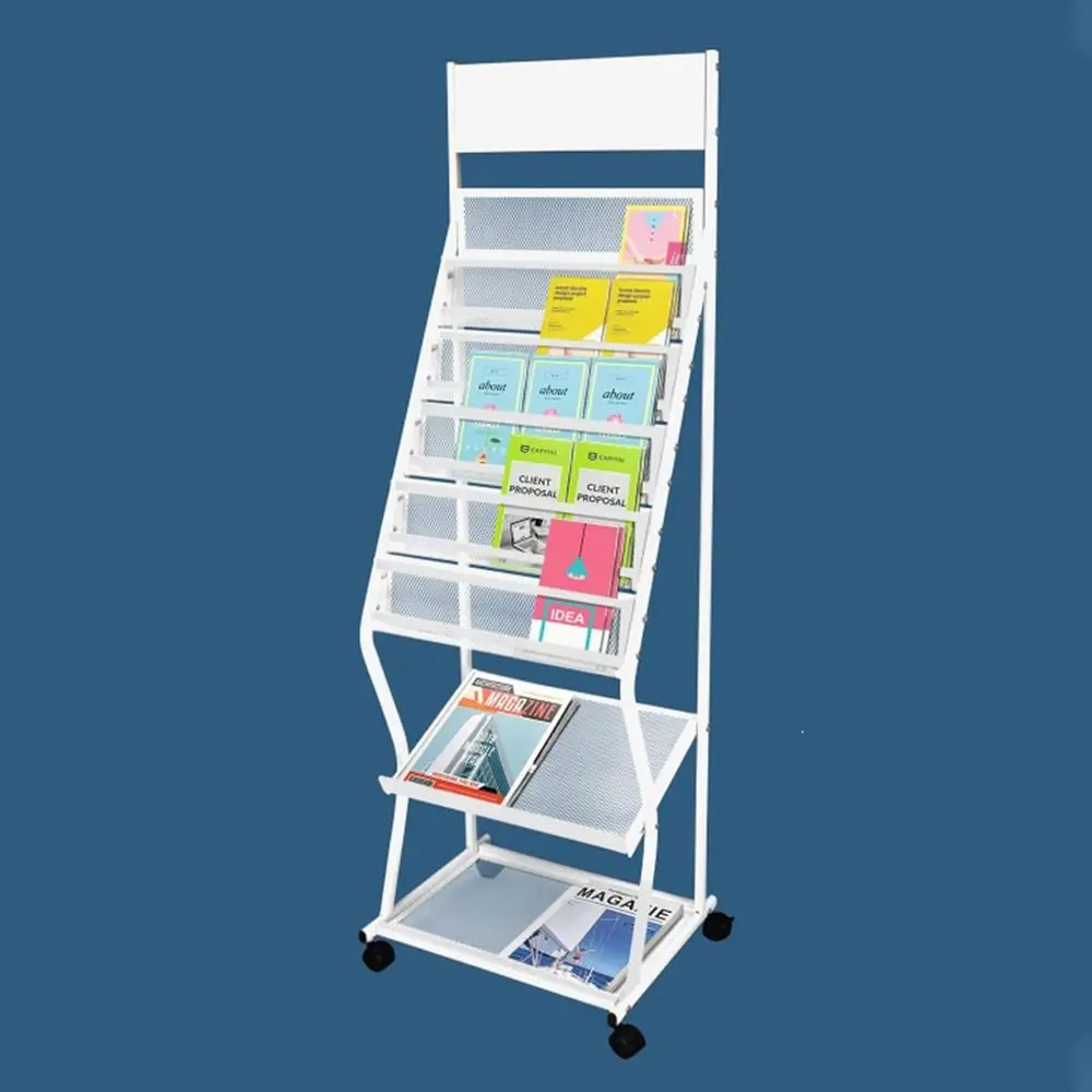 

7-Tier Metal Living Room Magazine Rack - White Literature Organizer for Office and Newspapers