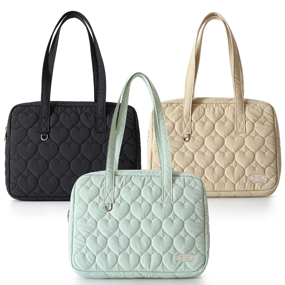 New Ins Stiched Embroidered Heart Large Capacity Single Shoulder Computer Bag Suitable for Macbook 13.6 Inch Women