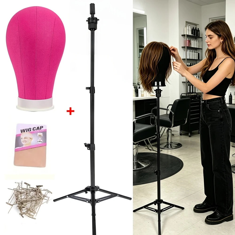 Professional Mannequin Head Set with Adjustable Wig Stand