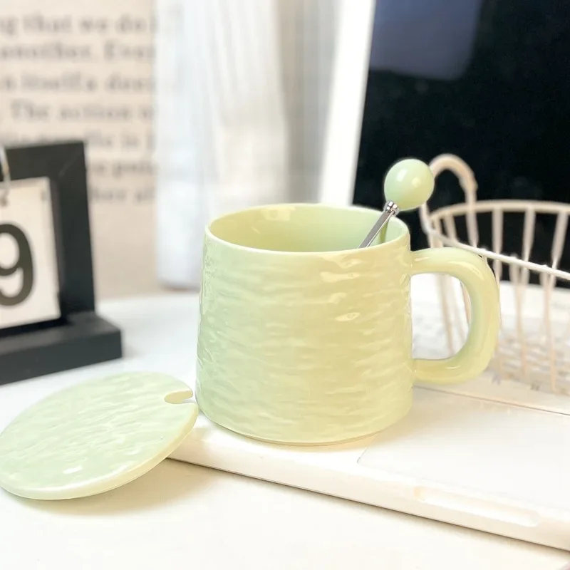 and office coffee breakfast cups, Rock-patterned ceramic mugs, high appearance level water cups, couple cups with spoons Mom mug