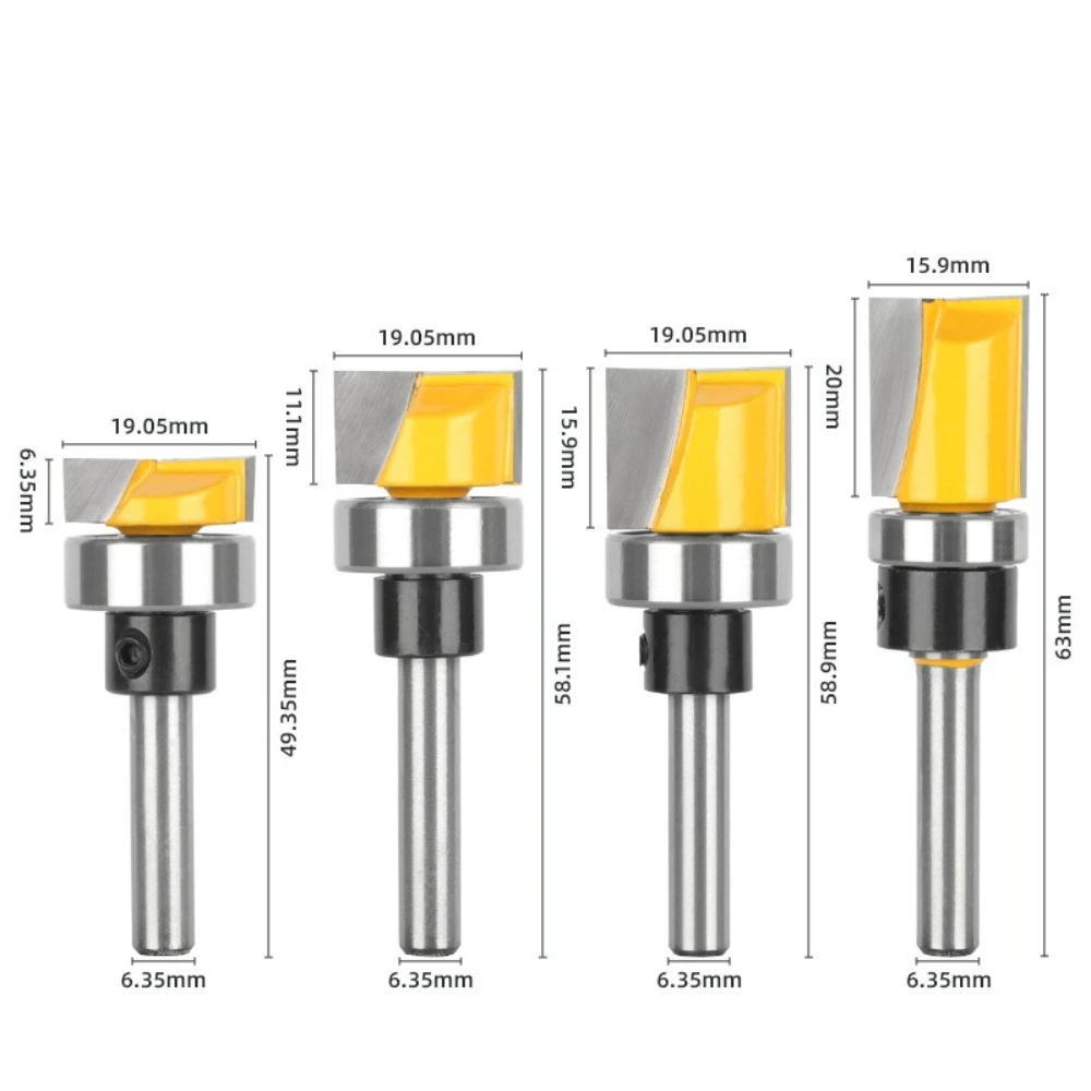 1/4Inch Shank Flush Trim Router Bit with Bearing Carbide Tipped Template Pattern Woodworking Milling Cutter Trimming Groove Wood view 3