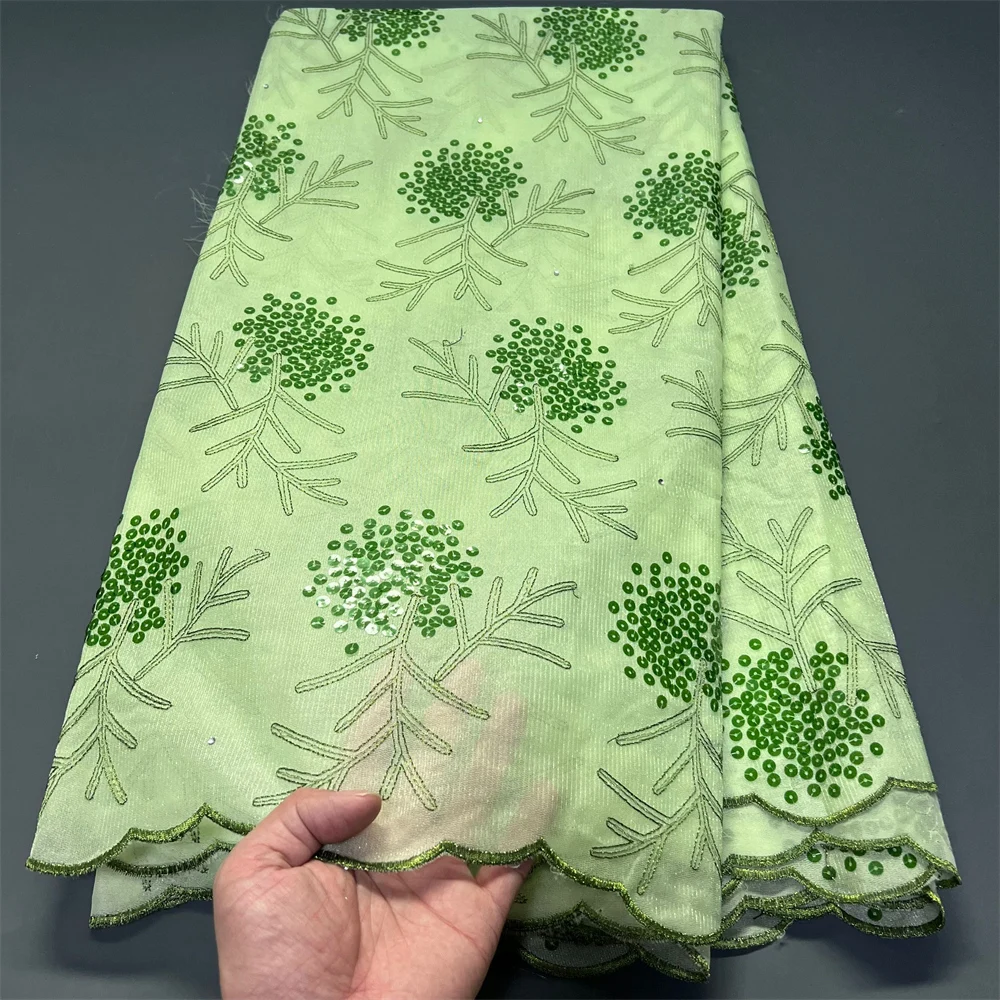 

Новейшая африканская кружевная ткань 2025 года, высокое качество, ткань по метрам, блестки, тюль, свадебные платья, вышивка, сетка, ткань, 5 ярдов