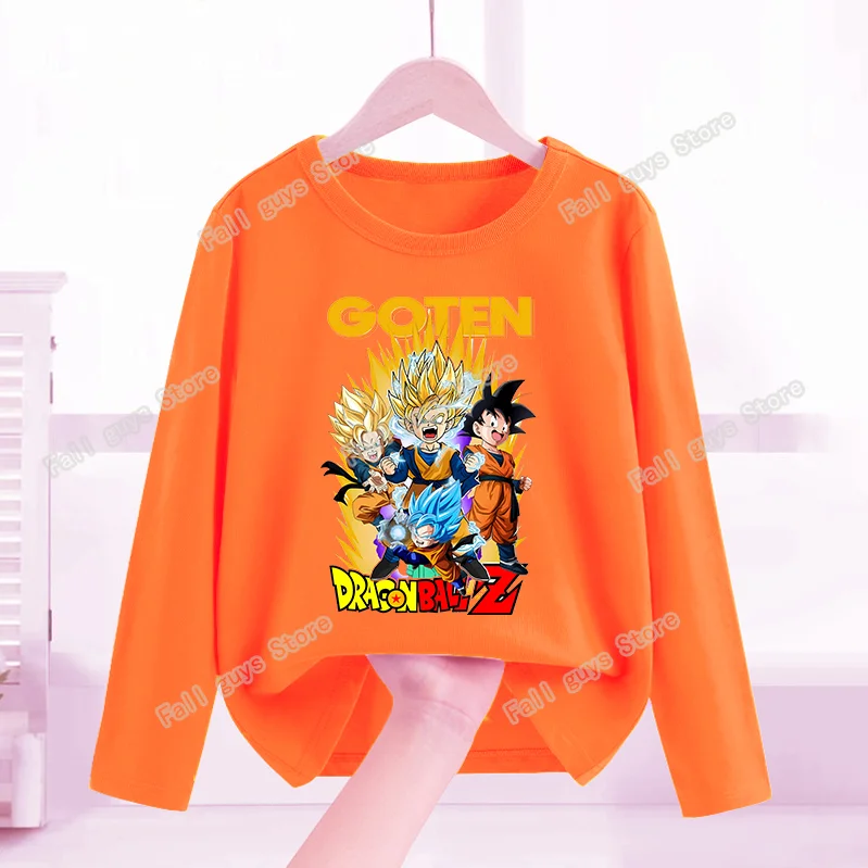 Dragons BallZ Series Long Sleeve Top for Children Cartoon Print T-Shirt Autumn Thin Girl Boys Casual Clothes Kid Birthday Gifts