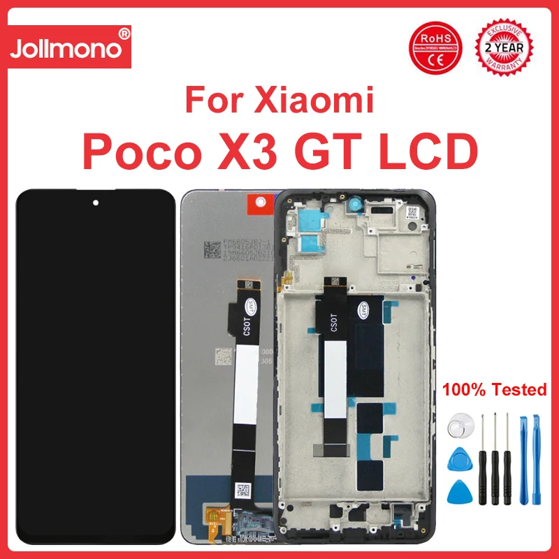 

6.6'' Poco X3 GT Display Screen with Frame, for Xiaomi Poco X3 GT 21061110AG Lcd Display + Touch Screen Digitizer Replacement