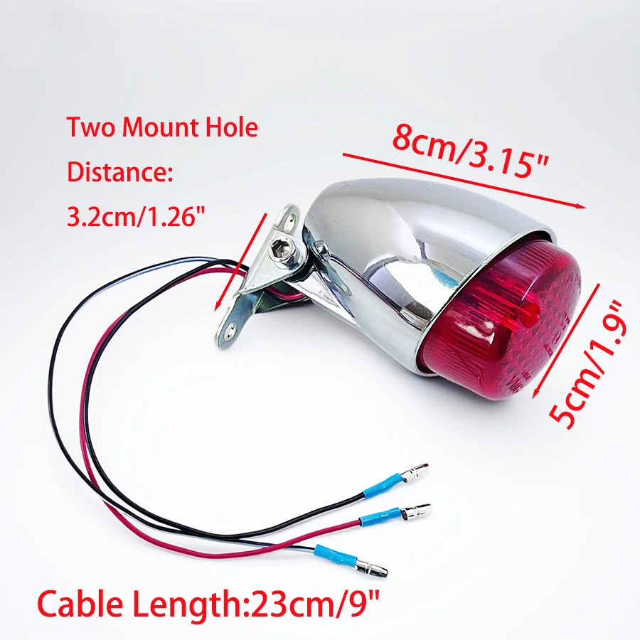 Yecnecty Motorcycle Tail Rear Light Black ABS Housing+Metal Bracket Motorbike Brake Stop Lamp For Cafe Racer Honda Kawasaki