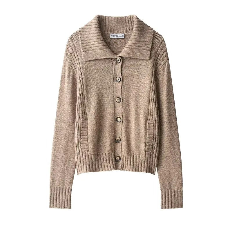 

Winter New Arrival Loose Knitted Coat Women's Faion Simple Sle Long Sve Button up Cardigan Ribbed Versatile Outer...