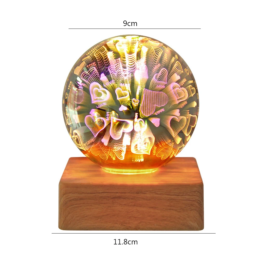 LED Colorful Night Light USB Plug-in 3D Crystal Ball Decorative Lamps Lighting Ornaments Gifts Party Decor for Wedding Birthday