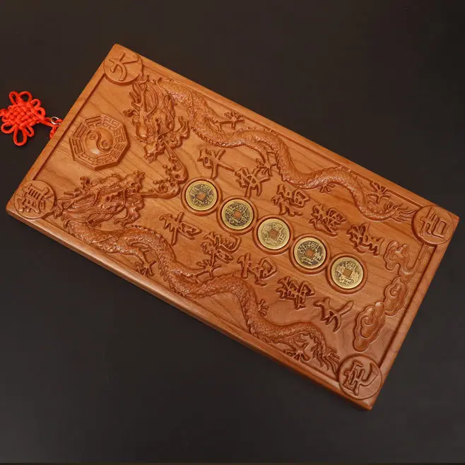 

Подвеска Qinglong High Wanzhang, натуральная резьба по дереву из чистого персика, китайский дракон, даосское благословение, деревянная тарелка, украшения для дома, подвески