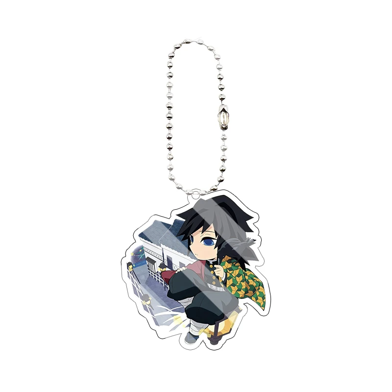 Anime Characters Demon Slayer Acrylic Keychain Bag Charm Cute Q Version Rengoku Tanjiro Giyuu Makomo Backpack Pendant Decor Gift view 3