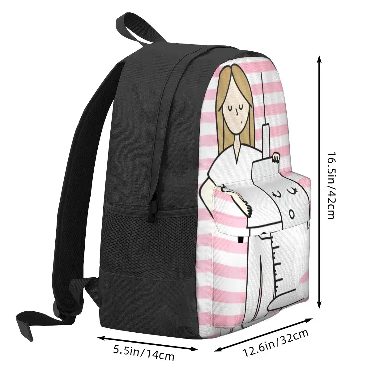 Enfermeras Cartoon Backpack para crianças, bolsa de escola, médico, enfermeira, médico, laptop, ombro, meninos, meninas, mulheres