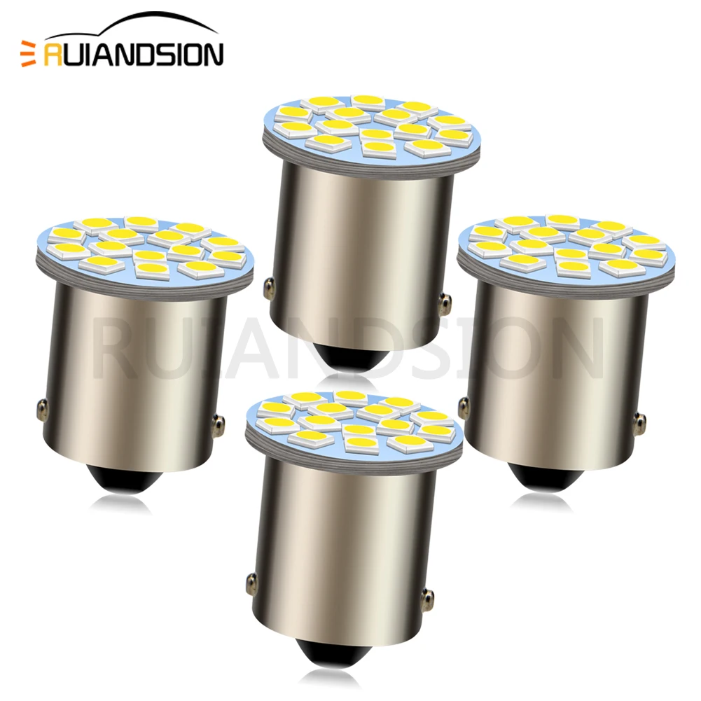 4x P21/5W BA15S 1156 LED Bulb Car Turn Signal Light 6V 12V 6500K White Amber Lemon Yellow Auto Tail Reverse Back Lamp 3030 15SMD