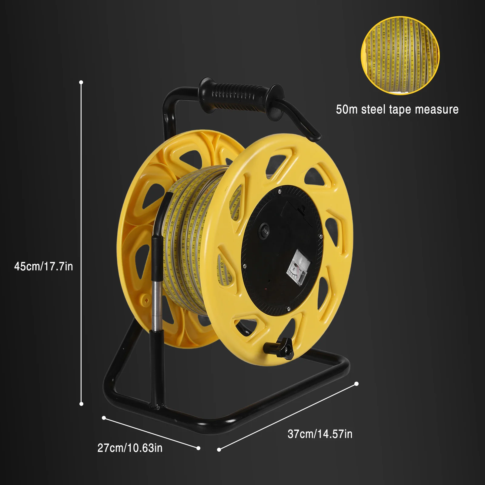Medidor de nível de água para poço profundo de 50m, medidor de nível de água com sonda fixa e fita de aço, sensor de profundidade de poço de água subterrânea