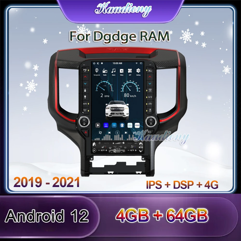 

Kaudiony 13.6 inch For Dodge RAM Car DVD Multimedia Player Auto GPS Navigation Radio Automotivo Stereo 4G DSP WIFI 2019-2021