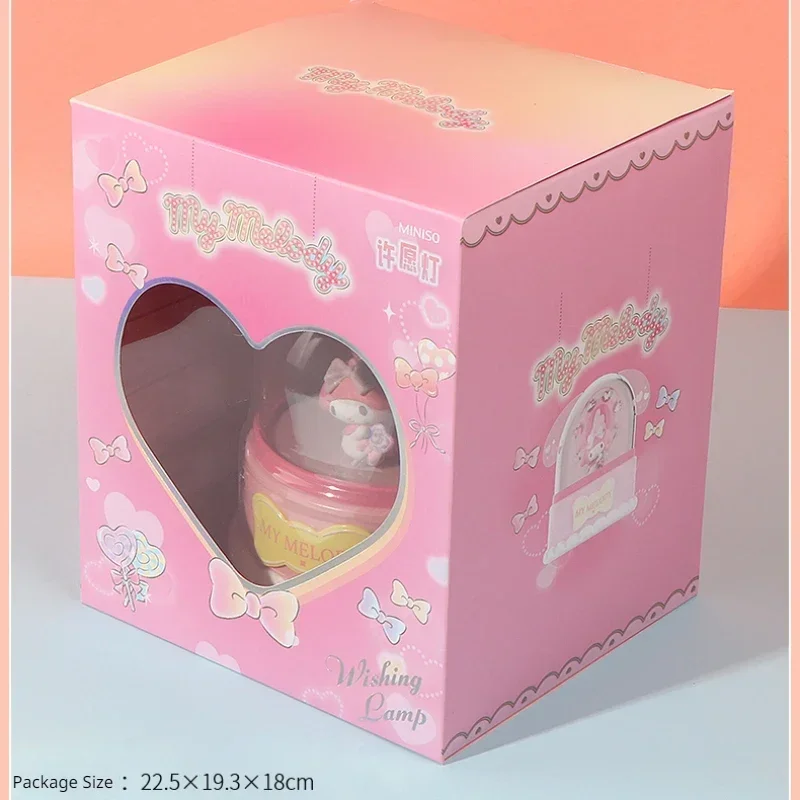 MINISO Sanrio Wishing Light Music Box My Melody Cinnamoroll Kuromi Lamp Desktop Decoration Birthday Gift Ornament Kawaii Model