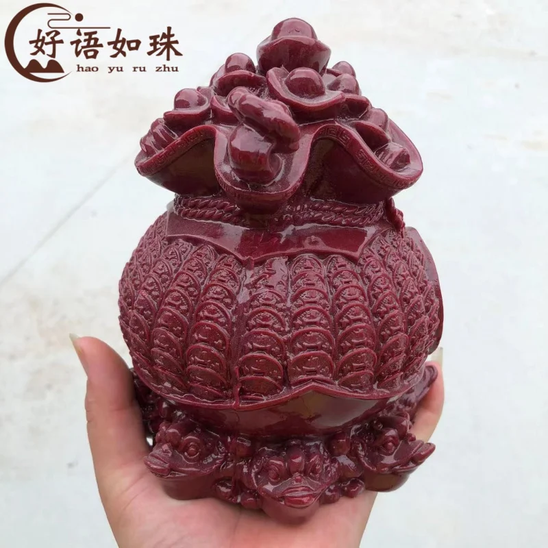 Wholesale Cinnabar Lucky Bag Decoration Raw Ore High Quality Purple Gold Sand Home Opening Gifts Table Ornaments Purse Bring in