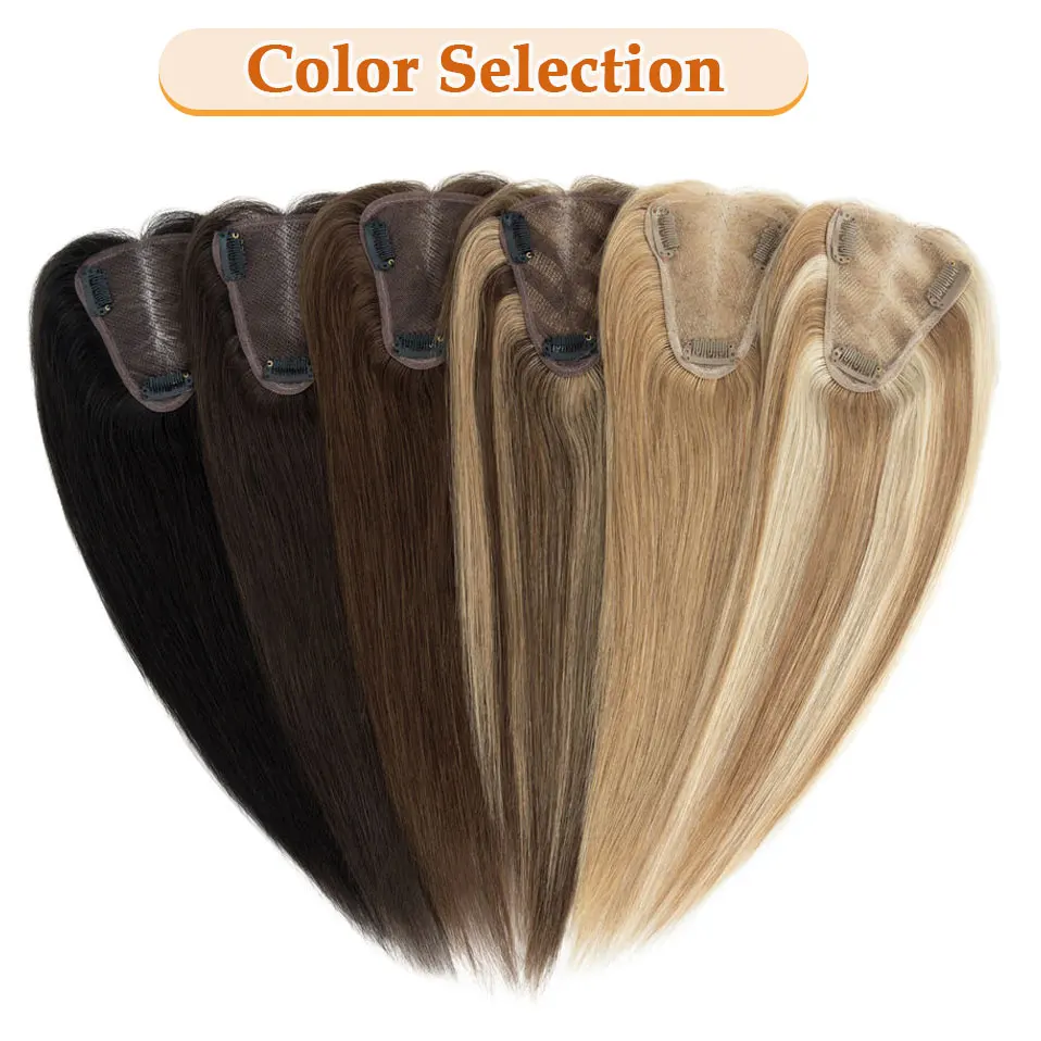 Hair Toppers for Women Real Human Hair Toppers No Bangs Top Hair Extensions Hair Pieces for Thinning Hair Upgrade Lace Base