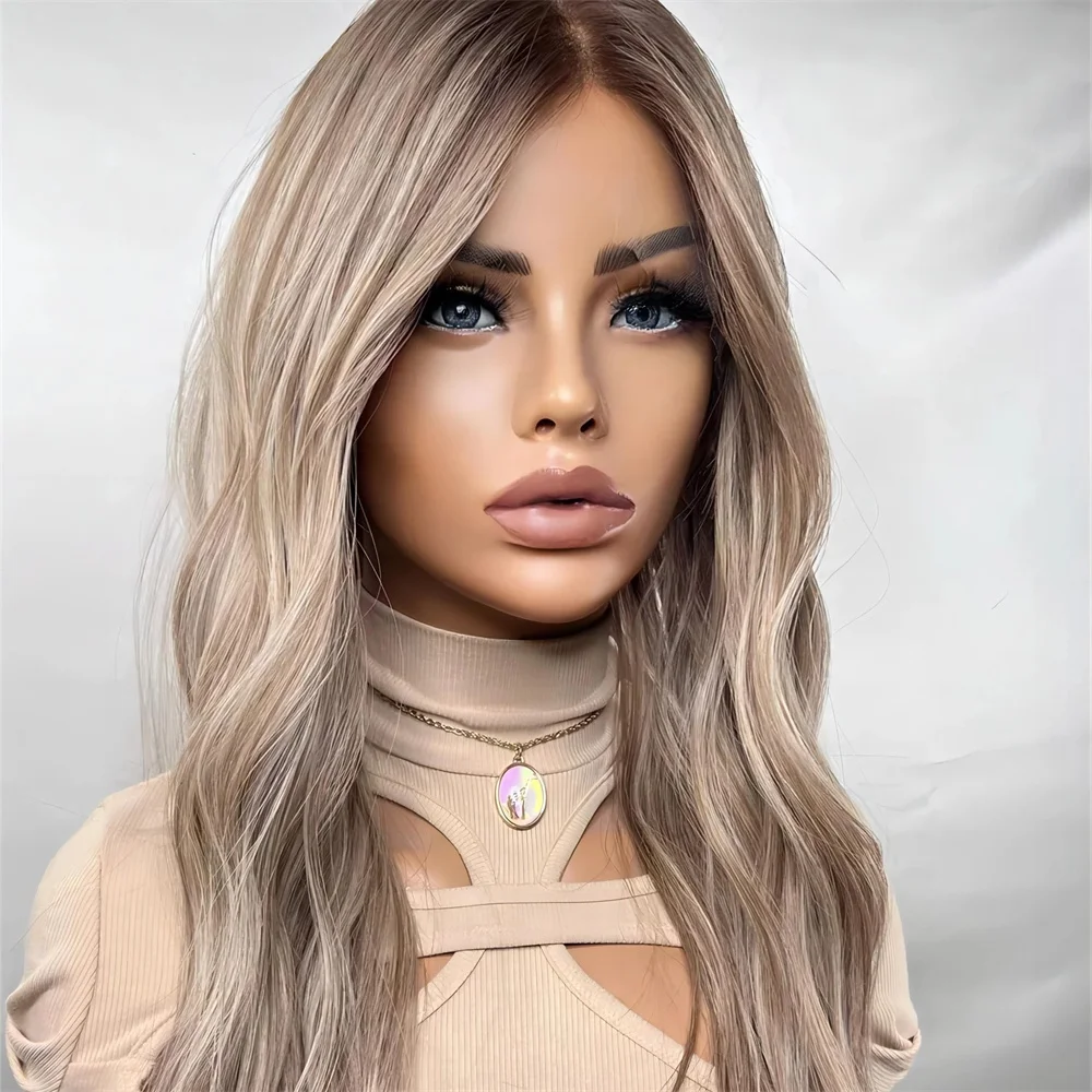 

Synthetic Lace Front Wigs For Women Heat Resistant Wig Blonde Lowlights #10 Highlights Natural Realistic Lace Wig Dark Roots