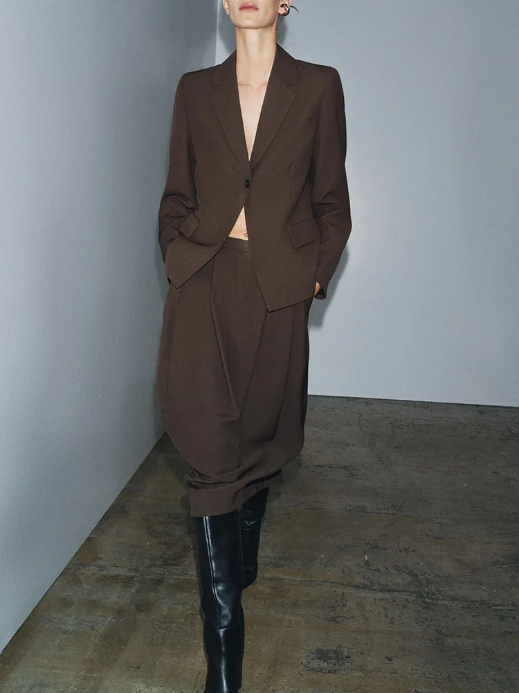 Модный женский костюм зимы 2025 года, Jaet Ele, плиссированная юбка, Новое поступление, длинный женский костюм на пуговицах