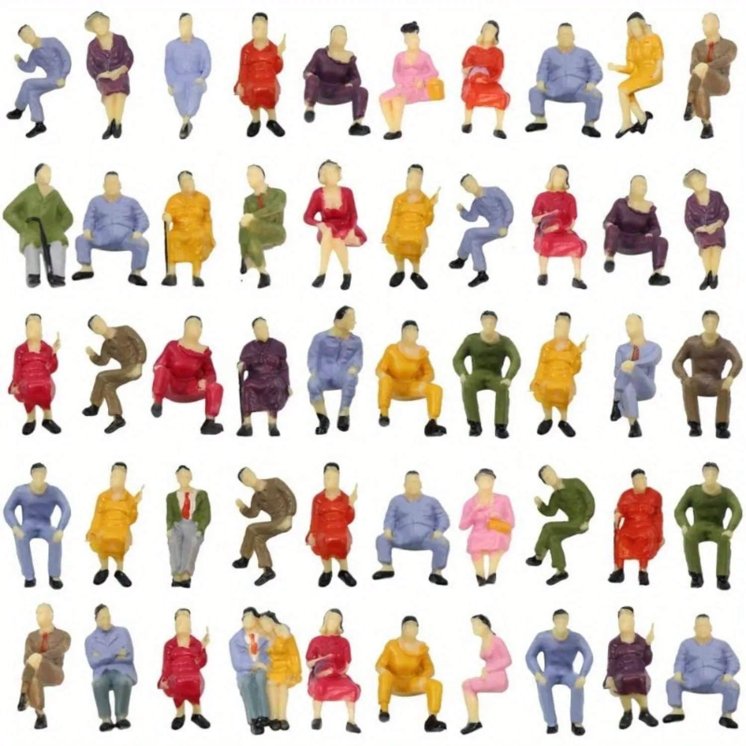 16/30/44pcs HO Scale 1:87 Miniature People Figures – Hand Painted Standing & Sitting Passenger Models for Train Layout Diorama S
