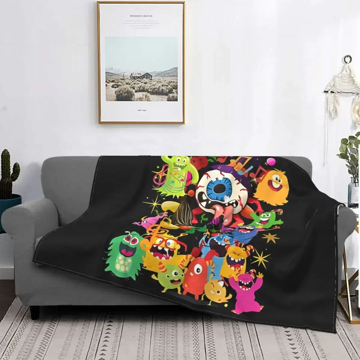 

Флисовое одеяло с изображением поющих монстров, детское дышащее теплое плюшевое тонкое одеяло с героями мультфильмов для спальни, кровати