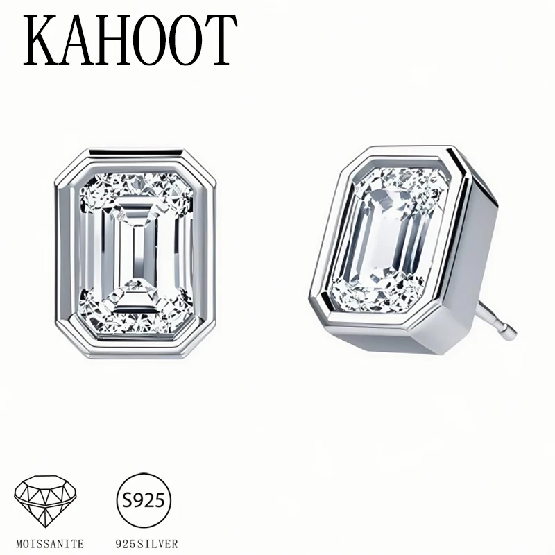 

Серебро 925 пробы 1 карат * 2 изумрудной огранки с муассанитом в стиле ретро, классические мужские и женские ювелирные серьги высокого качества